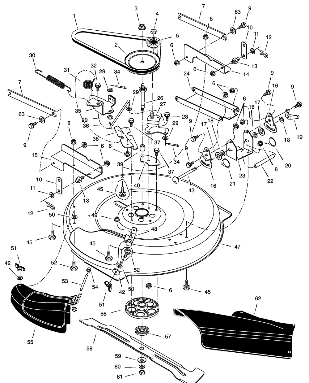 Mower Housing Diagram and Parts List for 309311X92A  Briggs and Stratton Lawn Tractor